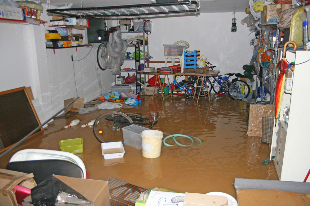 Flooded basement requiring water removal